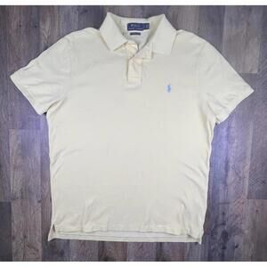 Polo Ralph Lauren Custom Slim Fit Mens Large Short Sleeve Polo Yellow Pony Logo.